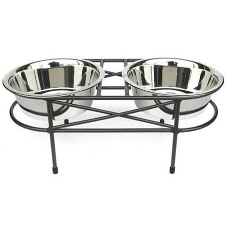 Petsstop PetsStop RDB1-L Mesh Elevated Double Dog Bowl - Large RDB1-L